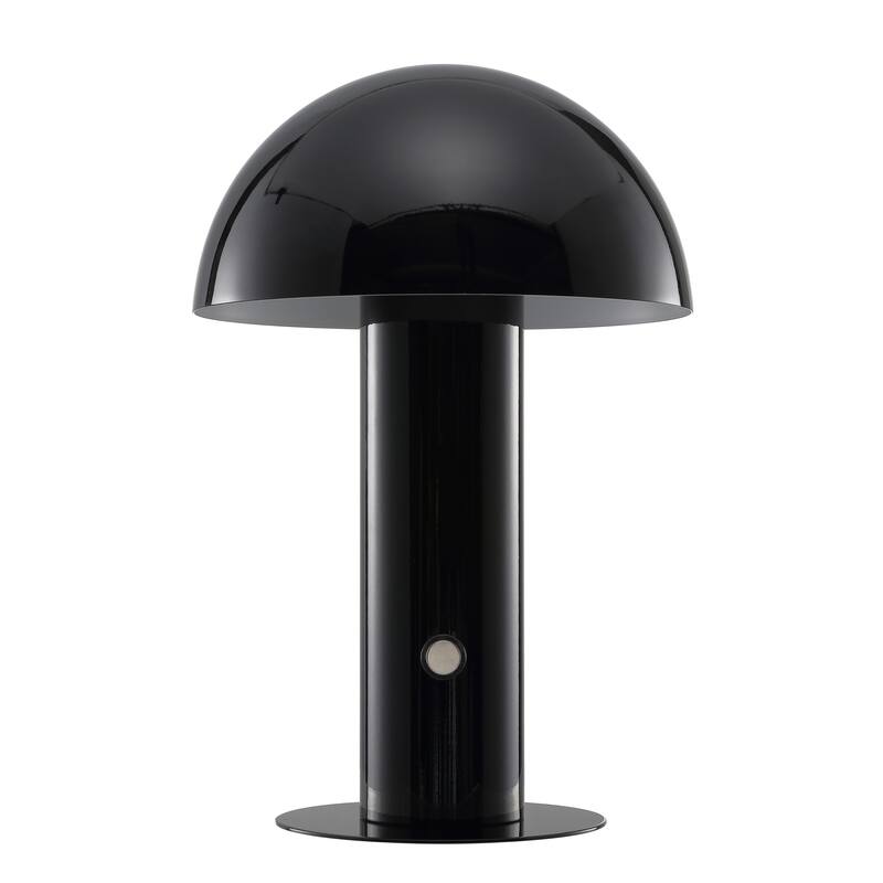 Porcini 10.75" Contemporary Bohemian Rechargeable/Cordless Iron Integrated LED Mushroom Table Lamp, by JONATHAN Y