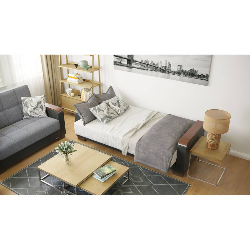 Collection Upholstered Convertible Loveseat With Storage