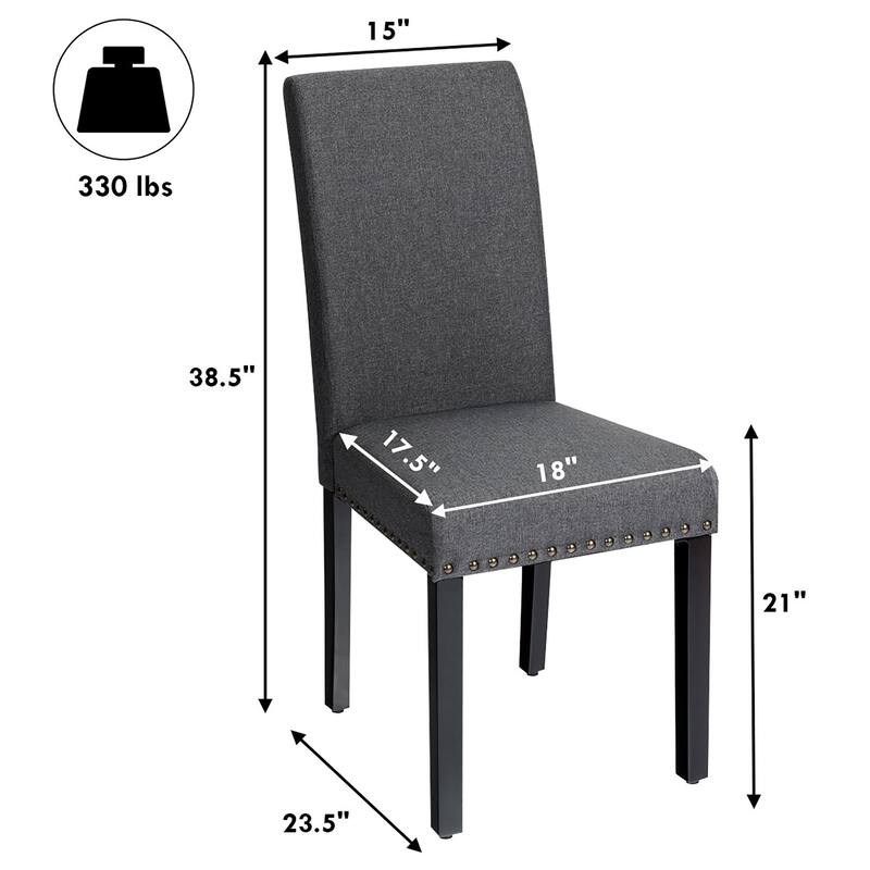 Costway Set of 2 Fabric Dining Chairs Upholstered with Nailhead Trim - See Description