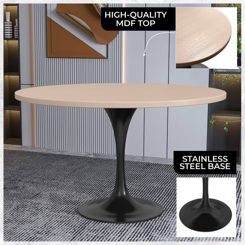 Verve 48" Round Dining Table MDF Top Black Steel Base - 47.24