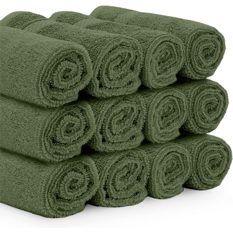 White Classic Luxury Cotton Washcloth 13x13 - Set of 12