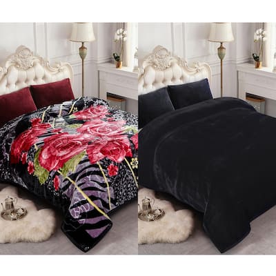 Luxury Heavy Thick Plush Blanket 2 Ply A&B Disign For Winter 79"x91" 9 lbs