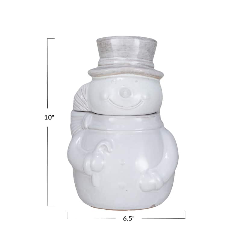 Antique Snowman Stoneware Cookie Jar