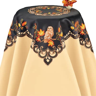 Embroidered Owl on Branches Fall Table Linens