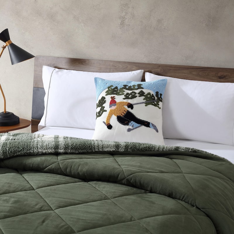 Eddie Bauer Ski Hills Green Throw Pillow