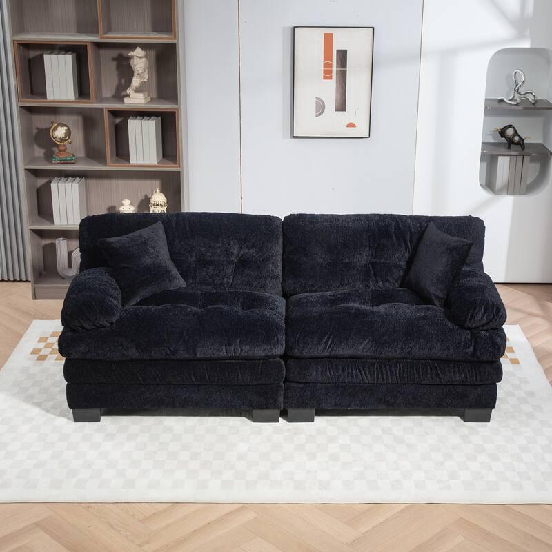 84" Upholstered 3-Seater Sofa with Memory Foam & Comfort Pillows