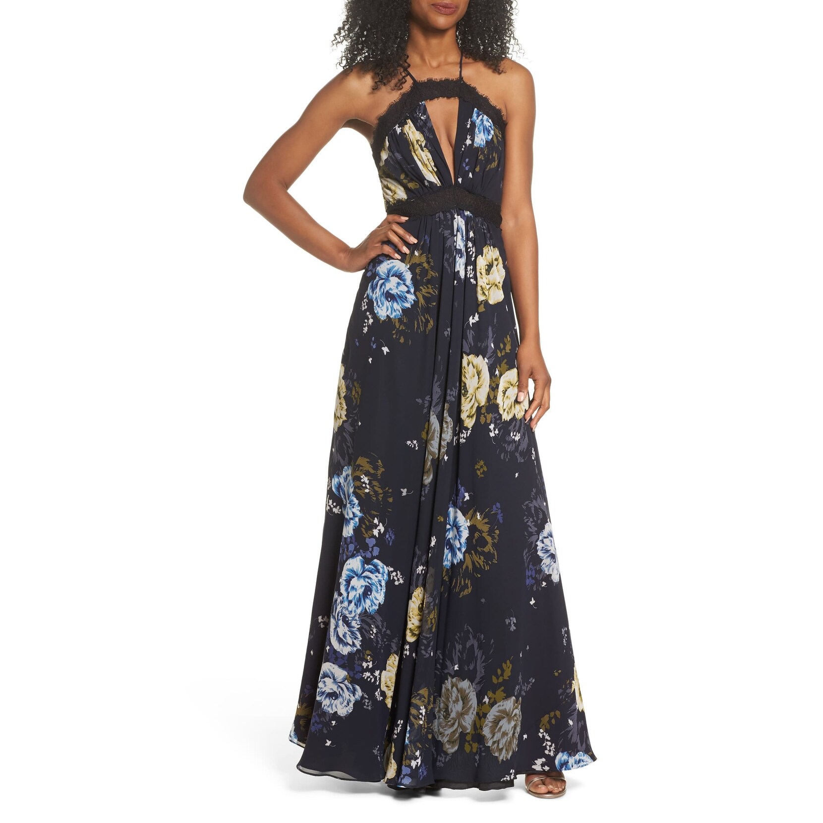 lace halter maxi dress