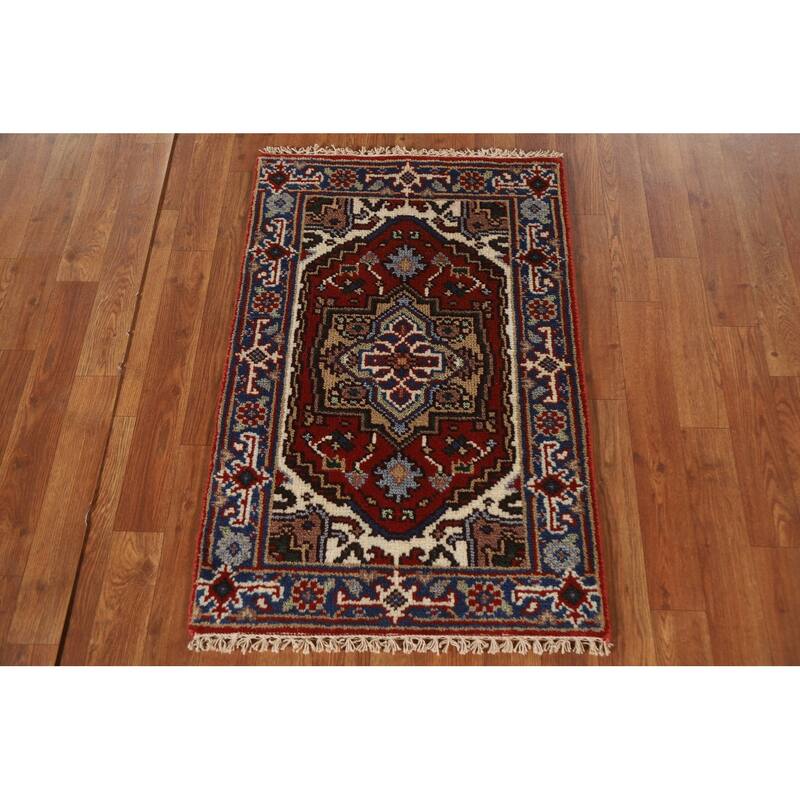 Heriz Serapi Rug Hand-Knotted Oriental Wool Carpet - 2'0"x 3'0"