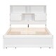 preview thumbnail 14 of 14, Full Size Platform Bed with Storage Headboard, Charging Station, 4-Drawers, Solid Pine Wood Bed Frame for Bedroom, White