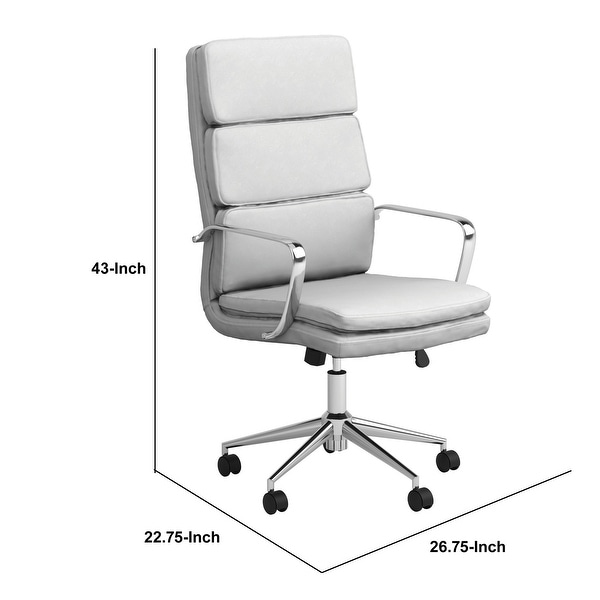 43 Inch Leatherette Office Chair with 5 Star Base White Bed