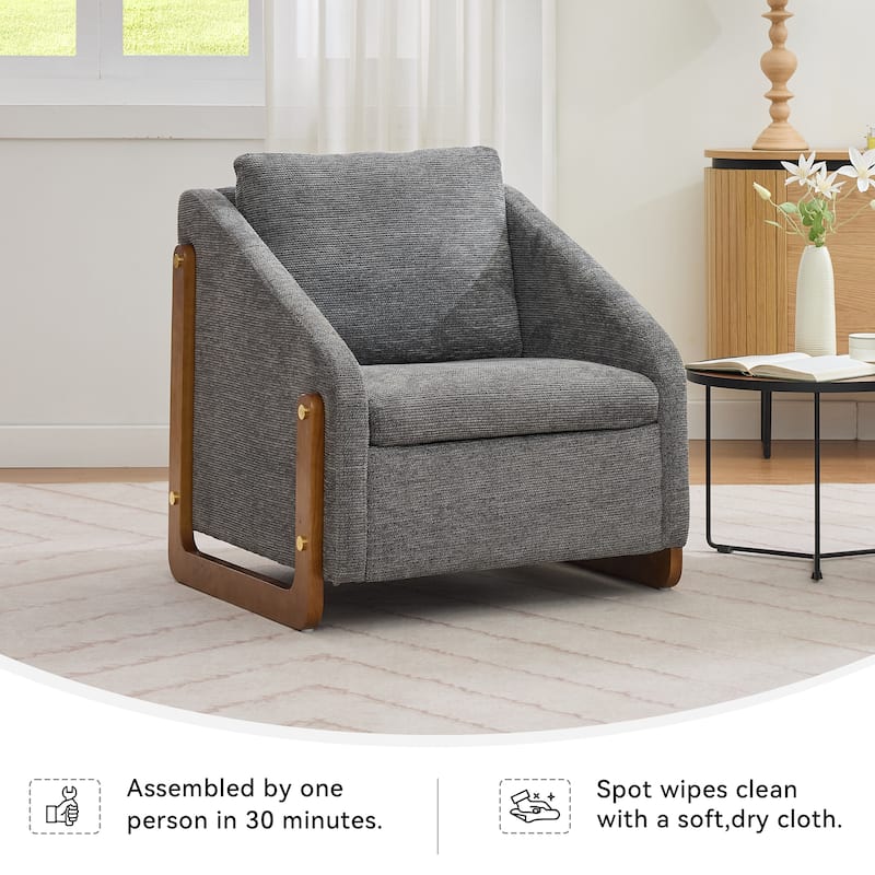 Accent Chair with Ergonomic Backrest, Upholstered Armchair with Nailhead Trim, Leisure Chair with Cushioned Seat