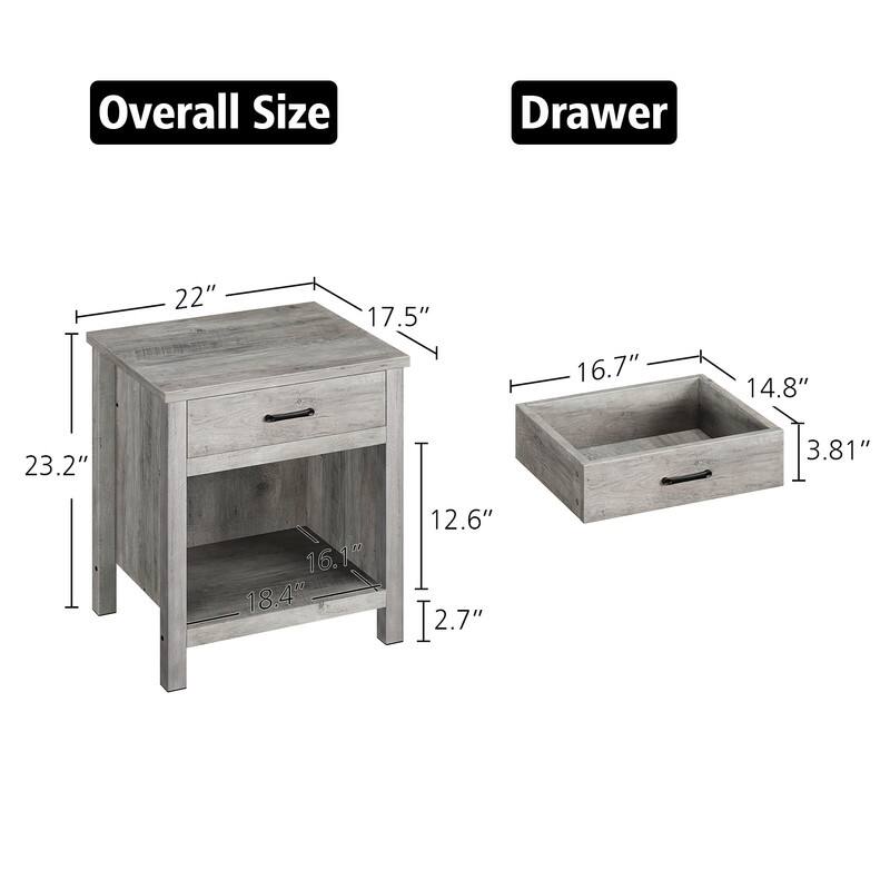 Bedside Table End Table with Storage Drawer