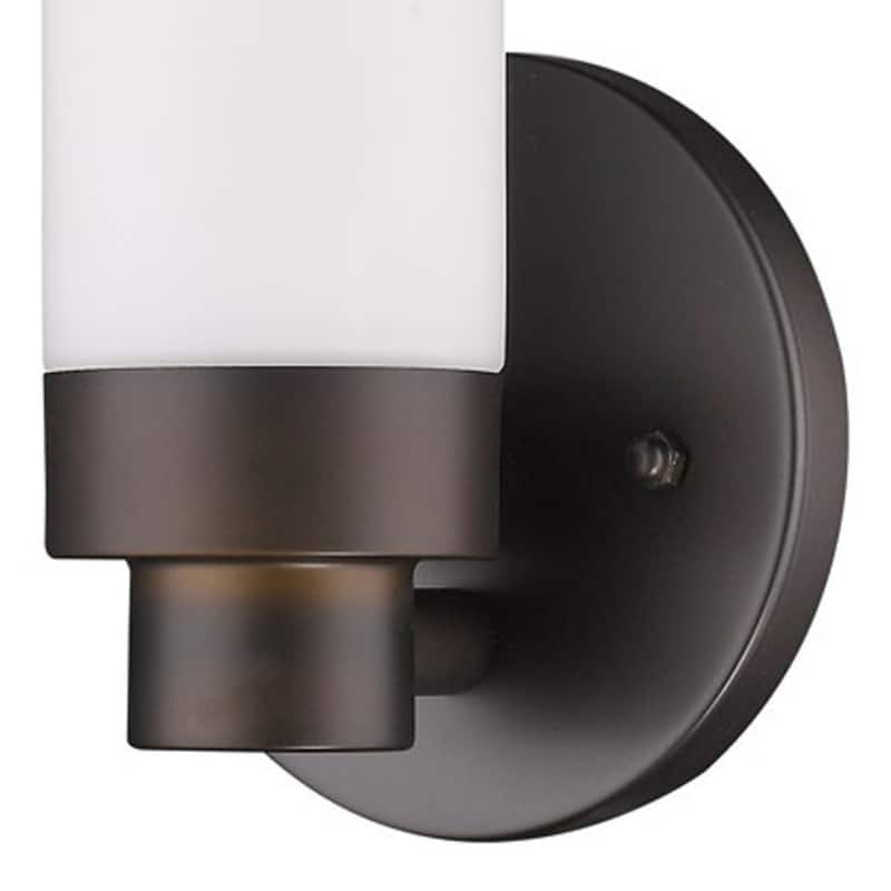 Minimalist Wall Sconce with Narrow Frosted Glass and Metal Base - 3.75” x 4.75” x 10”