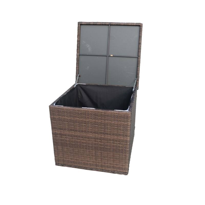 5-Piece Outdoor Wicker Patio Sofa Set with Adjustable Fire Pit Table and Storage Box