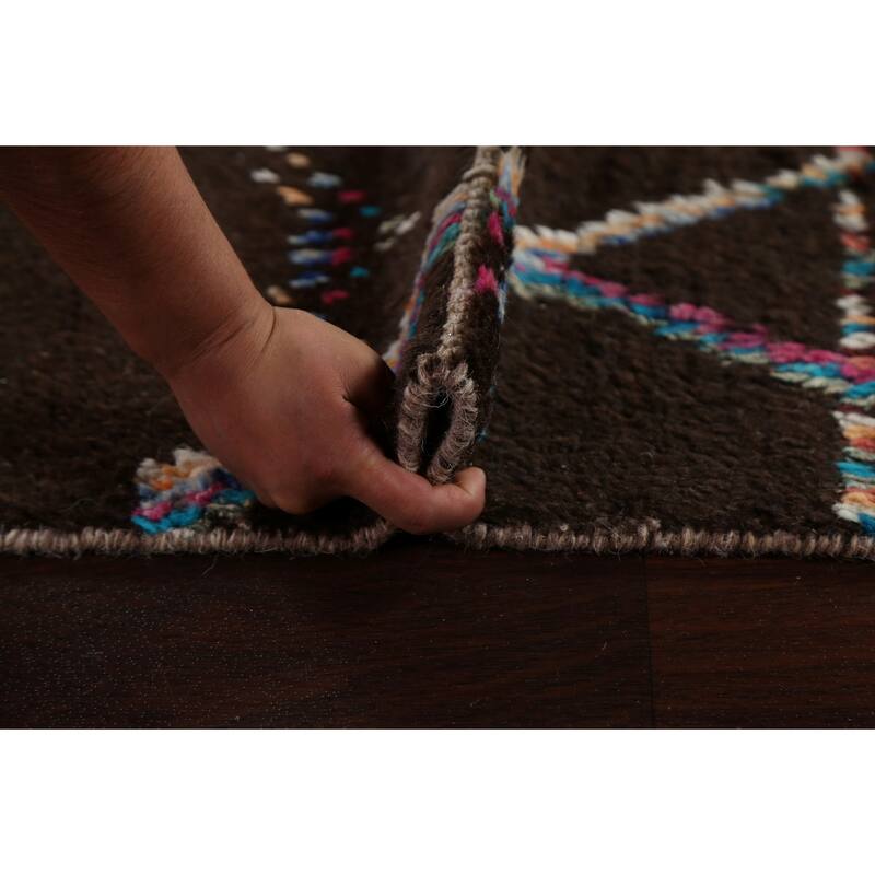 Geometric Tribal Moroccan Area Rug Hand-knotted Oriental Wool Carpet - 5'10" x 9'7"