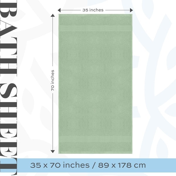 dimension image slide 14 of 19, White Classic Luxury Cotton Oversized Bath Sheet 35x70 - Set of 2