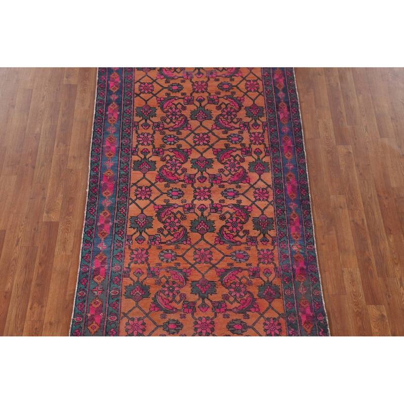 Over-Dyed Sirjan Persian Vintage Runner Rug Handmade Wool Carpet - 3'11"x 9'10"