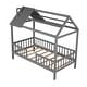 preview thumbnail 4 of 10, Twin Size Wood House Bed With Fence, Gray
