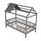 preview thumbnail 5 of 11, Twin Size Wood House Bed with Fence and Roof ,Playful Design for Kids' Comfort and Safety