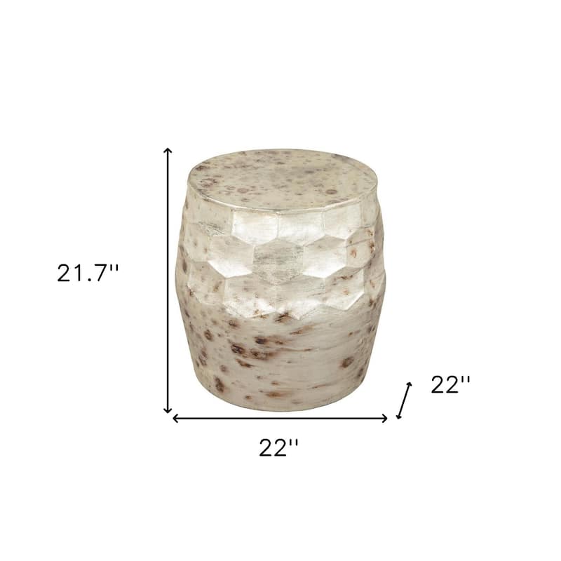 HomeRoots 22" Beige Iron Round Block End Table - 22' X '21.7' X '22