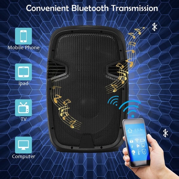 Portable DJ Speaker with Active Bluetooth FM Radio Cchainway 12 Inch 2000 Watts Dual 2-Way Powered PA Speaker System 2 Speaker Stands Passive Speakers Microphone Remote Control USB//SD Card