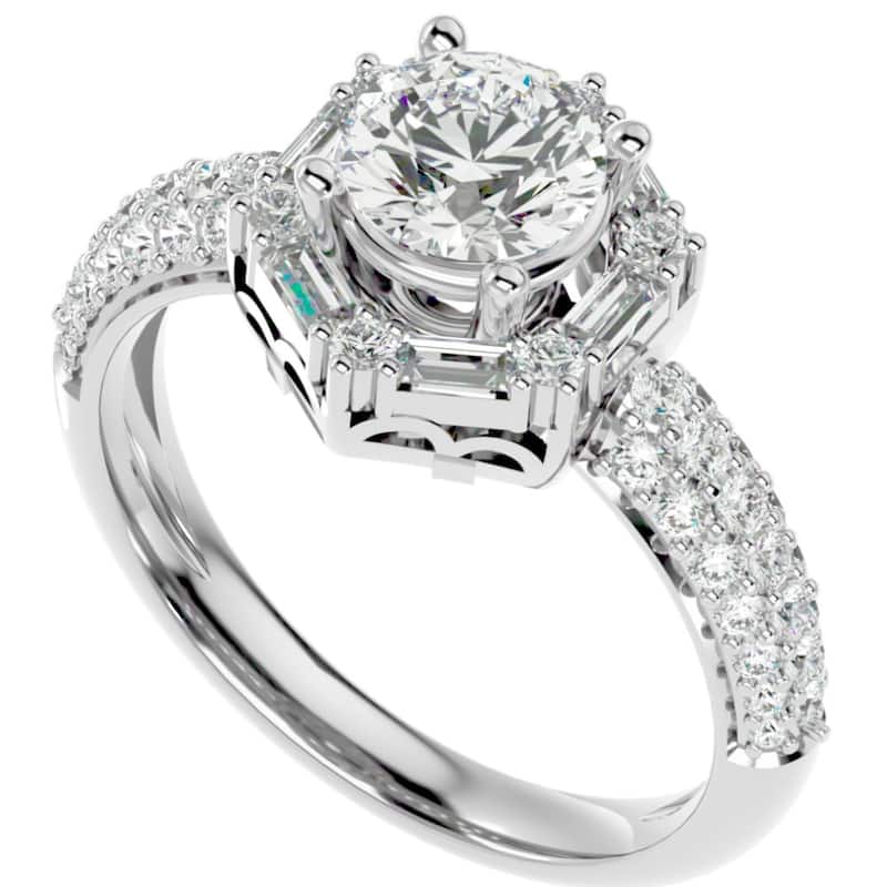 1 1/2Ct Diamond & Moissanite Accent Engagement Ring in Gold