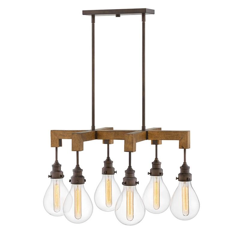 Hinkley Lighting 6 Light 30" Wide Linear Chandelier from the Denton - Industrial Iron