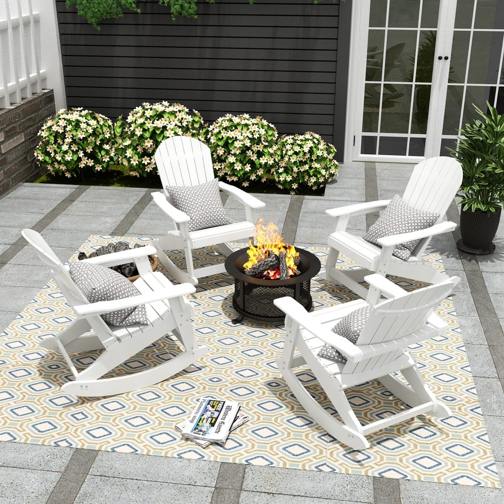 Vineyard HIPS Outdoor Eco-Friendly All Weather Seashell Rocking Adirondack Chairs (Set of 4)