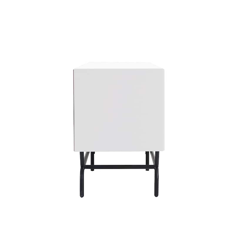 DH BASIC Modern 60-inch 3-Drawer Media Cabinet TV Stand with Cable Hole by Denhour