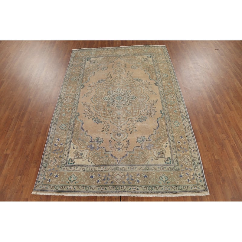 Tabriz Persian Vintage Area Rug Handmade Bedroom Wool Carpet - 6'6"x 9'9"