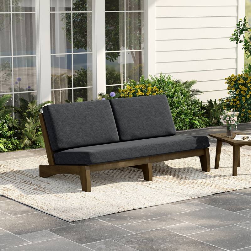 3 Seat Wood 64" W Outdoor Patio Sofa with Cushion