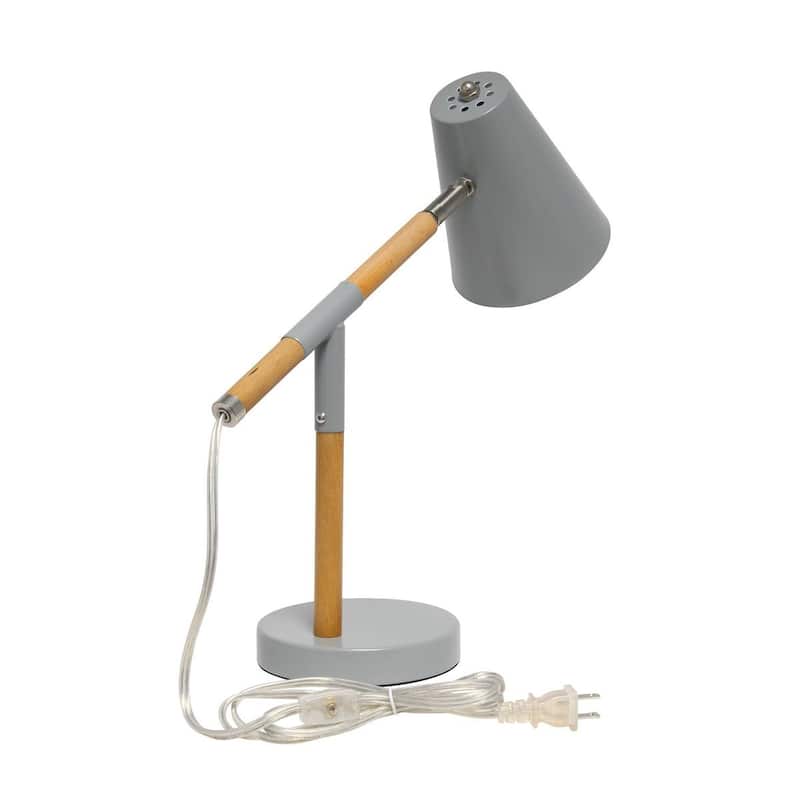 Simple Designs Matte and Wooden Pivot Desk Lamp - 16.13 X 5.50 x 15.50 (L x W x H)