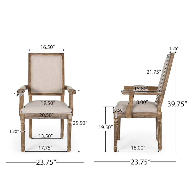 Maria French Country Upholstered Dining Chairs by Christopher Knight Home - 23.75" L x 23.75" W x 39.75" H
