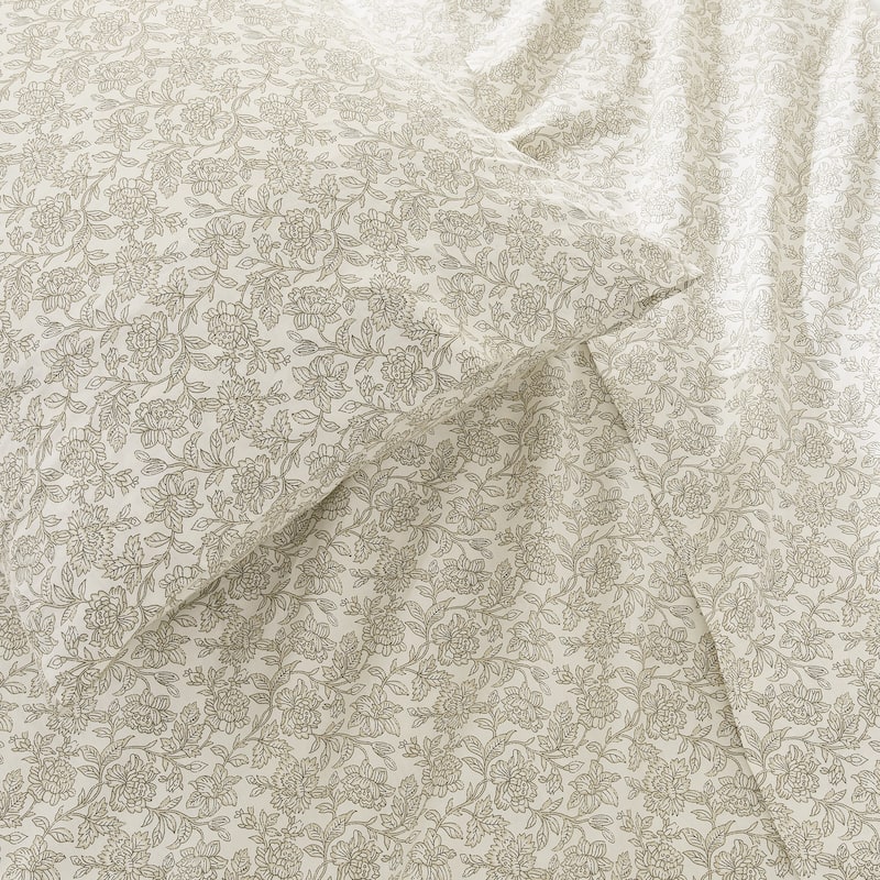 Lush Decor Zara Floral Block Cotton Sheet Set