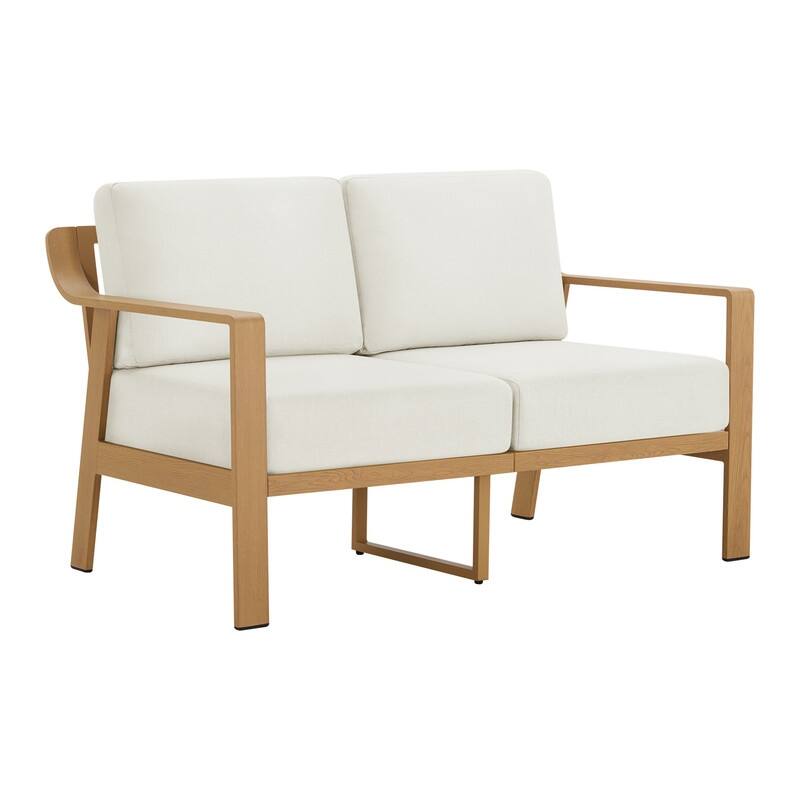 Spruce & Spring Outdoor Patio Furniture Set Aluminum Sofa Accent Chair - Loveseat - Beige