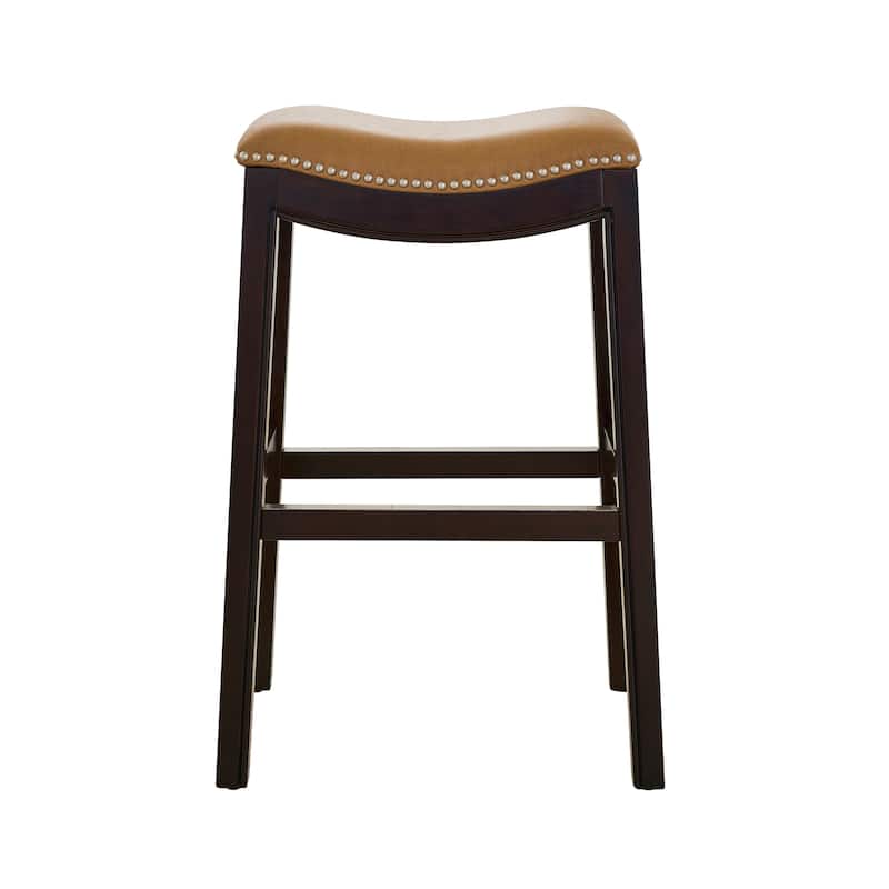 Julian 31" Espresso Bar Stool with Tan Faux Leather seat