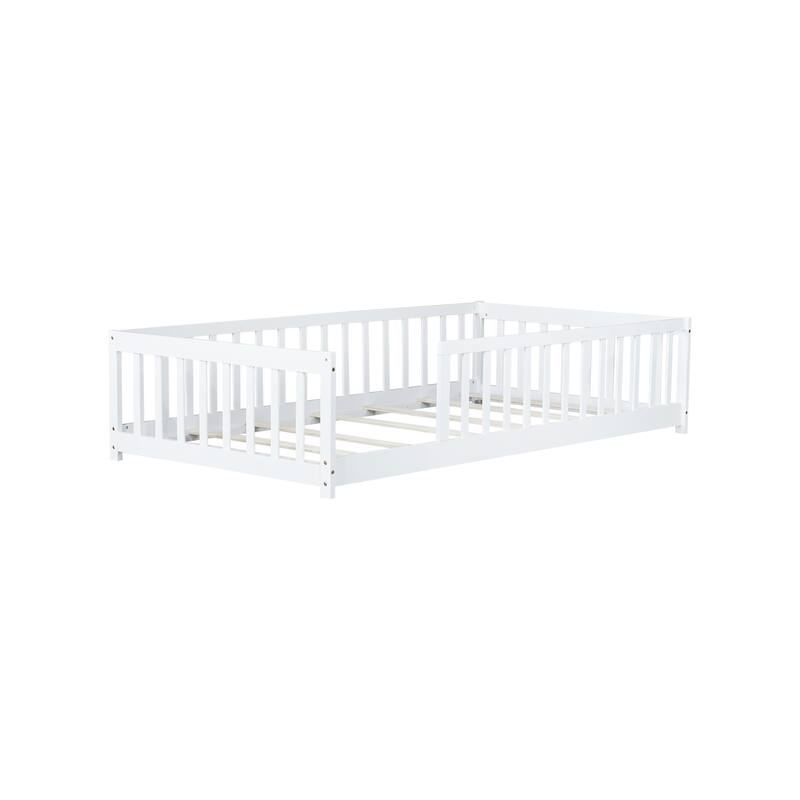 Safe and Fun Floor Bed with Fence for Kids