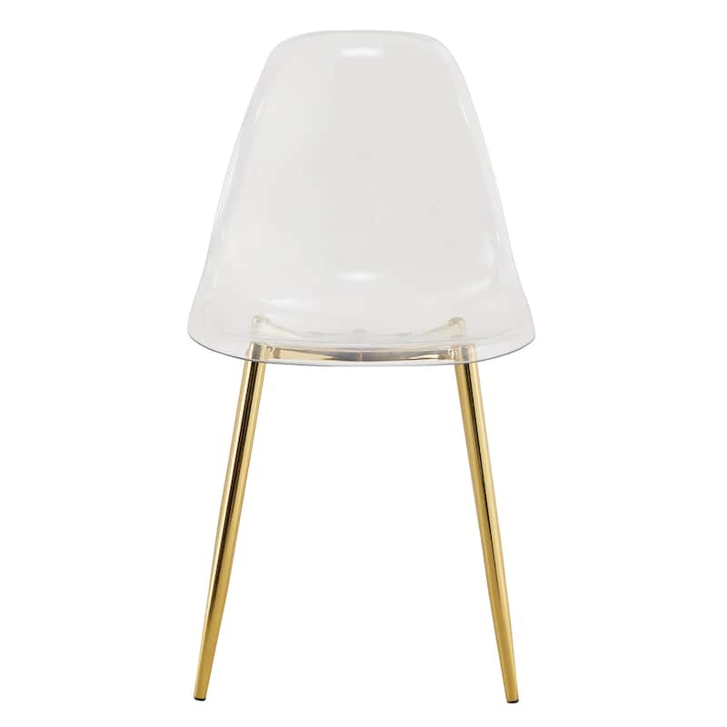 Roomfitters Transparent Plastic Dining Chairs with Silver Metal Legs, Armless Crystal Style Makeup or Office Set of 6