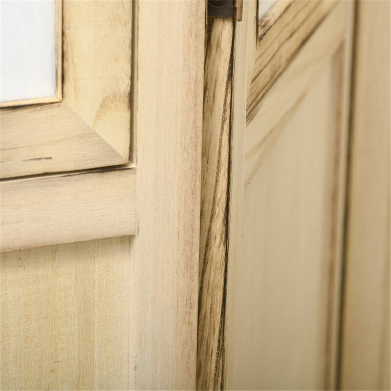 Natural Paulownia Wood Rustic Room Divider with Photo Frames - 63" W x 0.75" D x 67" H