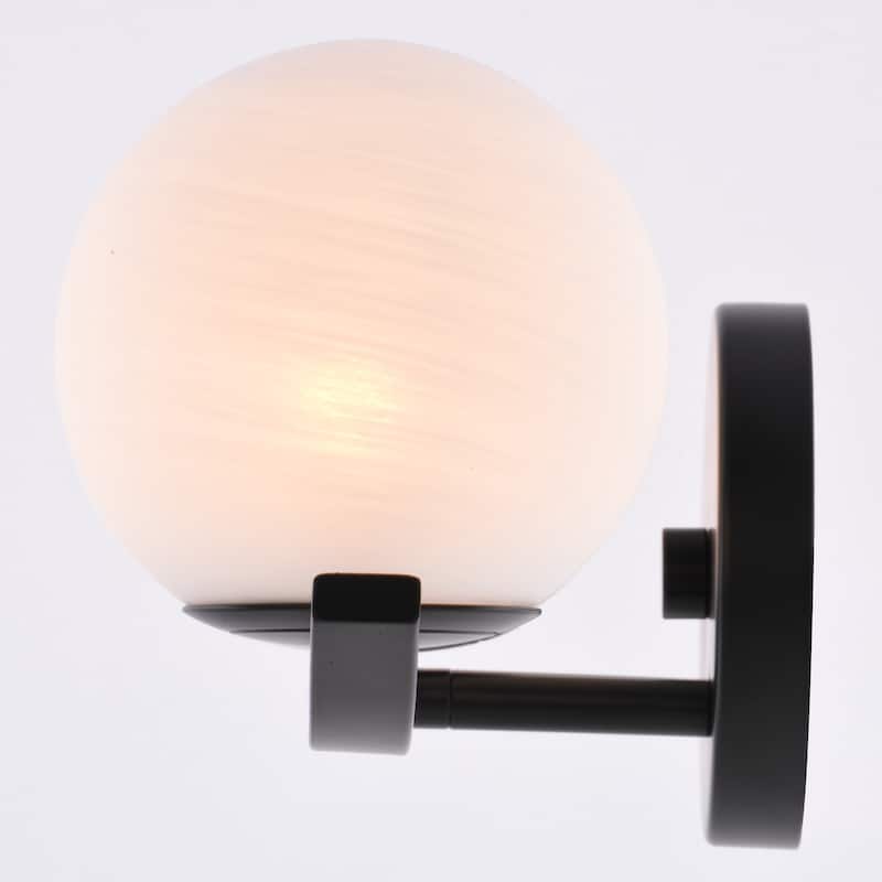 VAXCEL Monticello Bathroom Vanity Lighting Fixture, White Alabaster Glass Globe Shades, Dimmable, Reversible Wall Light