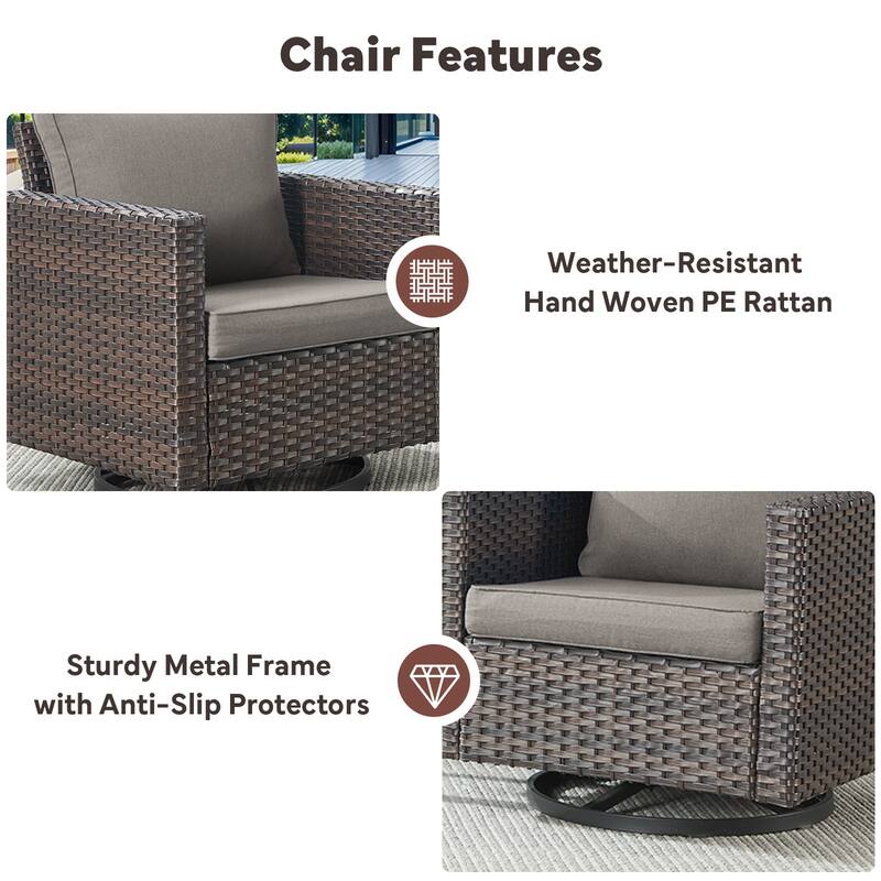 Outdoor Pocassy Sofa Chairs Set with Fire Table
