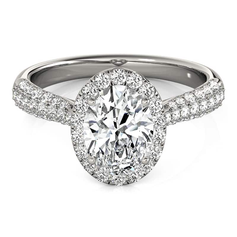 Auriya 14k White Gold Lab Grown Oval Diamond Halo Engagement Ring 0.50 to 5.00 ct. tw. (F-G VS)