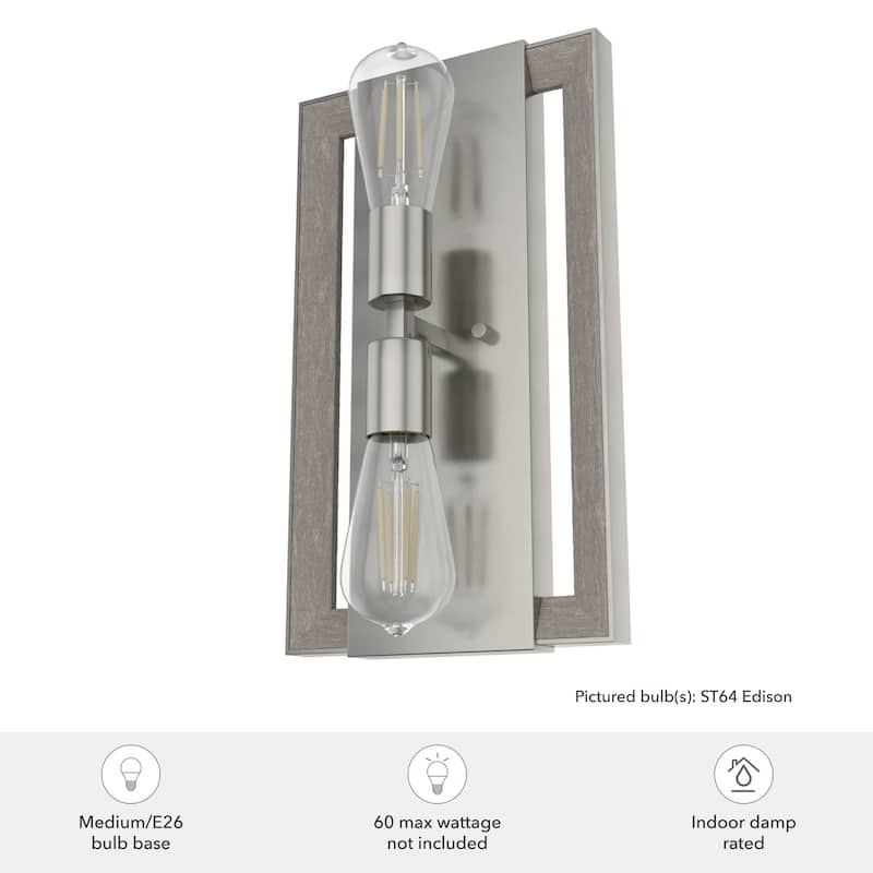 Hunter Woodburn Wall Sconce - Hallway, Bedroom, Artwork - Industrial, Rustic, Transitional - Damp Rated!