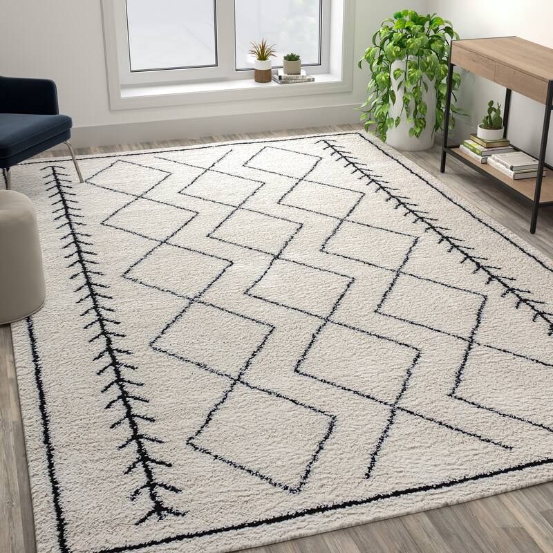Geometric Style Bohemian Shag Area Rug - 8' x 10'