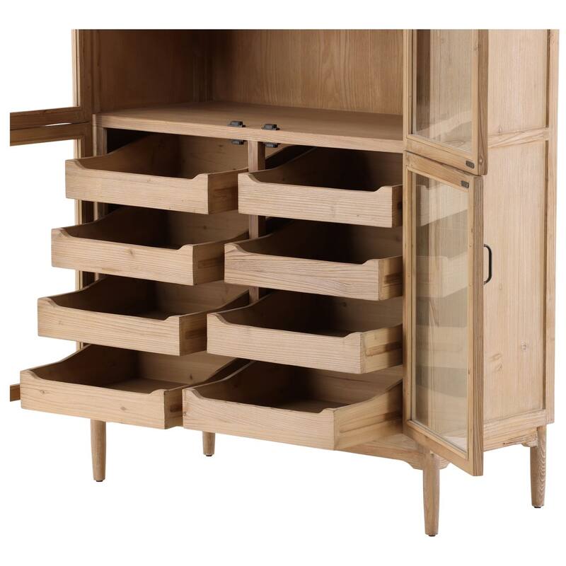 Furniture Classics Shirley Natural Recycled Wood 8-drawer Glass Door Cabinet