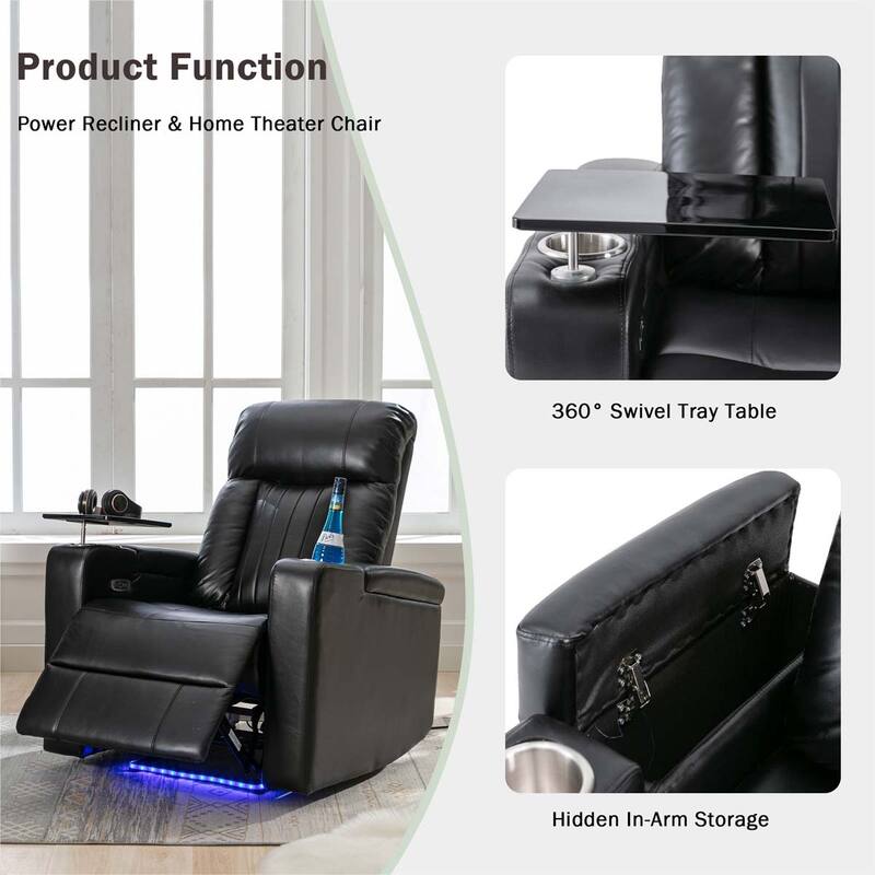 Premium Power Recliner with Swivel Tray Table and Cell Phone Stand