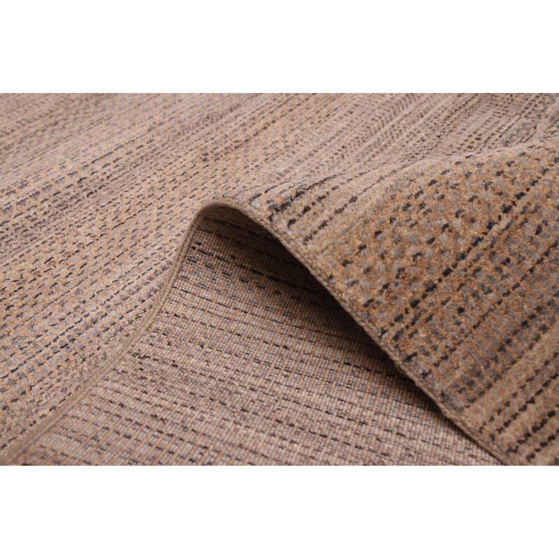 ECARPETGALLERY Hand-knotted Finest Silk Shadow Taupe Viscose, Wool Rug - 6'0 x 9'0