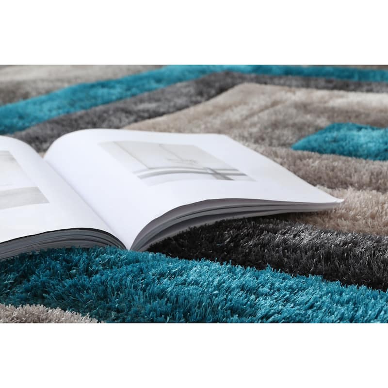 Mateos Shag Collection Abstract Area Rug - 5' X 7'