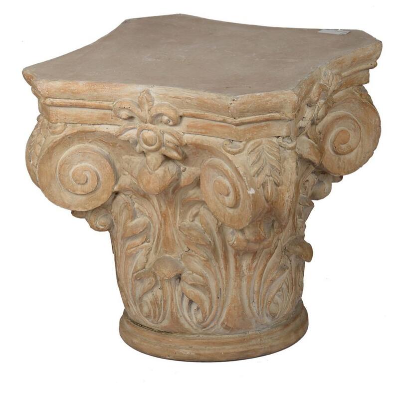 18.5 Brown and Beige Large Roman Column Cap Pedestal