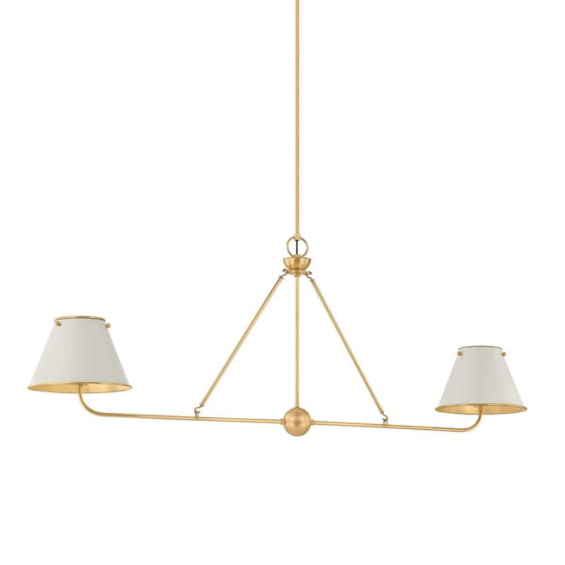 Hudson Valley Lighting MDS2001 Burghley 2 Light 54" Wide Linear - Aged Brass / Off-White